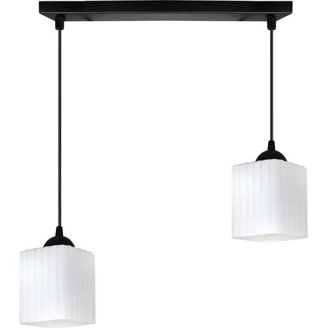 Suspension Riffle, noire, 2 lampes, cube blanc, E27 (1/5)