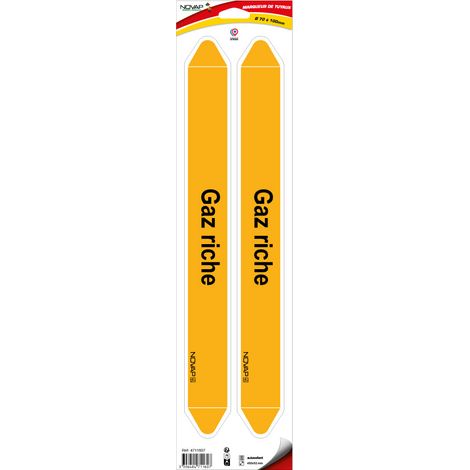 Planche de 2 marqueurs de tuyauterie 450 x 52 mm pour Ø 70 à 100 mm - Gaz riche - 4711607 (1/2)