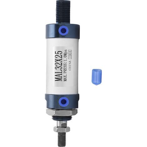 Vérin Pneumatique Mini Double Effet 32mm à Simple Tige en Alliage d'Aluminium (Course 25mm) (1/5)