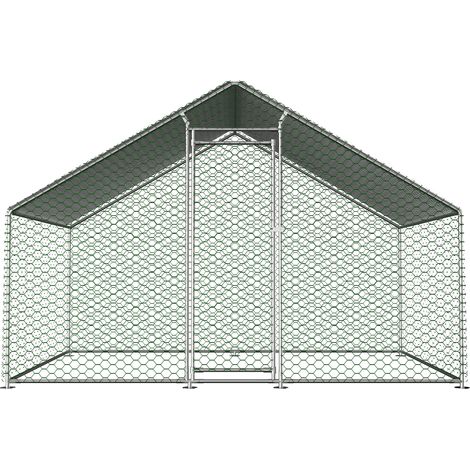 Freilaufgehege für Hühner 3x2x2m mit Sicherheitsschloss und PE-Tuch, Aus Metall für Hühner Kaninchen und Kleintiere (1/5)