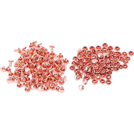 100 Rivets double cap or rose gold, rivets ronds en fer pour sacs à main, ceintures, chaussures, maroquinerie DIY, 100 pièces (1/5)