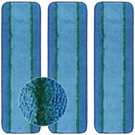 Lot de 3 tampons de nettoyage en profondeur pour Bona Family of Mops, lavables et réutilisables en microfibre pour tête de nettoyage des sols en bois dur et multi-surfaces, serpillère humide/sèche