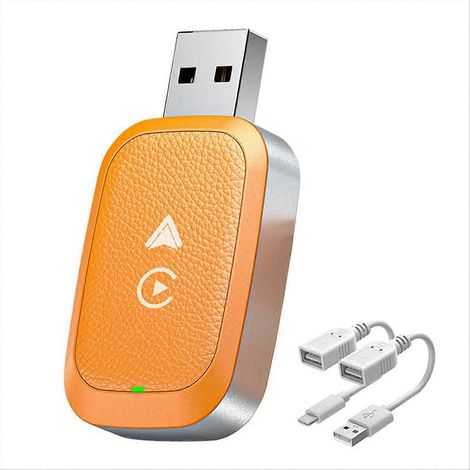Boîtier de conversion orange pour autoradio, compatibilité Android Auto et CarPlay, interface de connexion multimédia, module de mise à niveau voiture avec écran de navigation (1/5)
