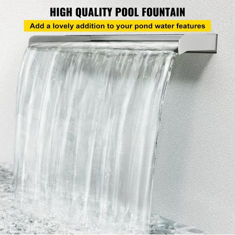 Débit d'eau constant, fontaine cascade en inox 304 pour bassin et piscine, large ouverture, avec connecteur 30 cm (1/5)