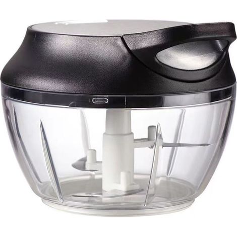 Mini Hachoir Manuel En Inox - 5 secondes - Avec Racloir - Mixeur Coupe Oignons, Ail, Herbes (1/5)