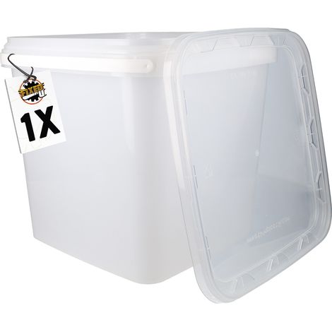1x Seau en plastique avec couvercle, PP, carré, transparent 8,8 L (1/5)
