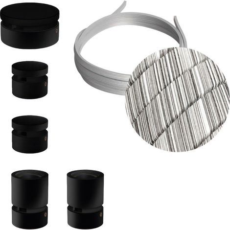 Système Filé Wiggle Kit - avec 3 m de câble caténaire et 5 éléments en bois peints en noir pour l'intérieur (1/4)
