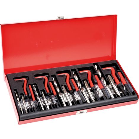 Mophorn Kit de Reparación de Roscas Helicoil de 166 Piezas, Compatible con Roscas SAE y Métricas M5, M6, M8, M10, M12, Incluye Brocas HSS, Insertos de Rosca y Machos de Roscar para Reparaciones (1/5)