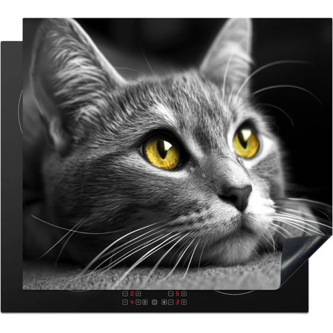 Induction Hob Protector Cat - Gray - Animals - Cat 60x52 cm