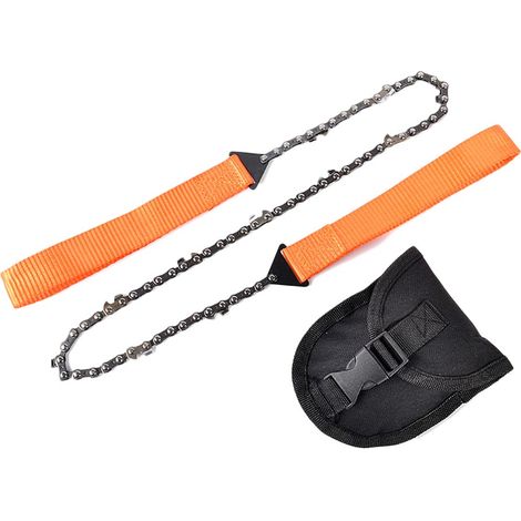 Chaîne de survie manuelle extérieure, scie à chaîne d'urgence de poche pour camping, randonnée, chasse, avec sac de rangement, outils de survie (1/5)