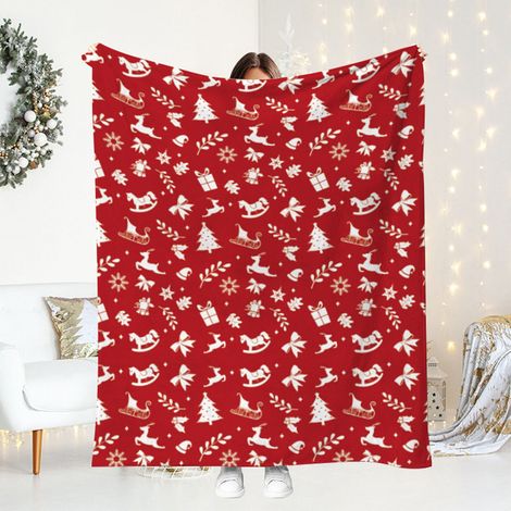 Couverture De Noël - 100 x 70 cm - Velours Français Doux - Pour Canapé Bureau Chambre Voyage - 1 Pièce (1/5)