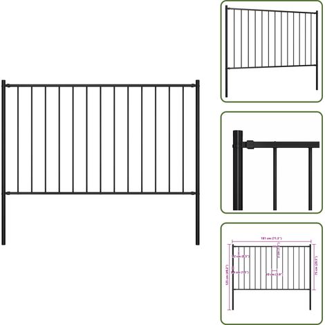 Valla de seguridad - vidaXL Panel de valla Woerden con postes de acero, 1,7 x 0,75 m, negro - Valla de jardín con postes