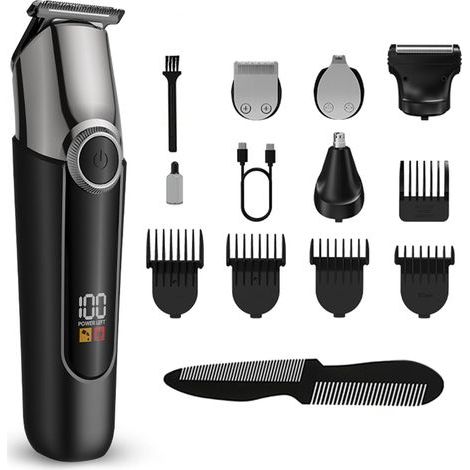 5-in-1 wasserdichter Haarschneider (IPX6) – 5 Schneidköpfe – Hochpräziser Edelstahl – 90 Minuten Akkulaufzeit – USB-Typ-C-Ladeanschluss (1/5)
