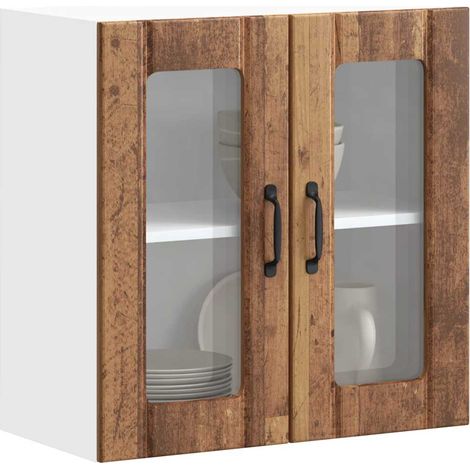 Küchen-Hängeschrank mit Glastür Lucca Altholz-Optik Holzwerkstoff
