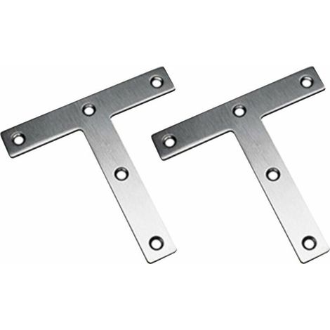 Staffe a T, staffe piatte dritte da 120 x 120 mm, piastra di fissaggio per mobili, staffe di riparazione in acciaio inossidabile (confezione da 2)——,