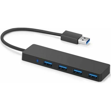 Hub USB 3.0 ultra fin et léger à 4 ports, hub de données pour MacBook, MacBook Air/Pro/Mini, iMac, MacPro, ordinateur portable Windows et Ultrabook, PC, etc. (Noir) (1/5)