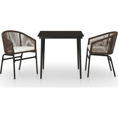 Maison Exclusive - 3-tlg. Garten-Essgruppe Braun