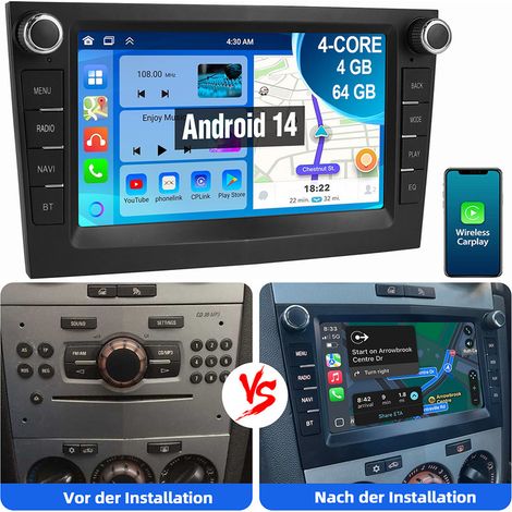 Pour Opel Corsa C D Zafira B Astra G H Combo Vivara Vivaro Android14 Carplay Autoradio GPS RDS 2+64G