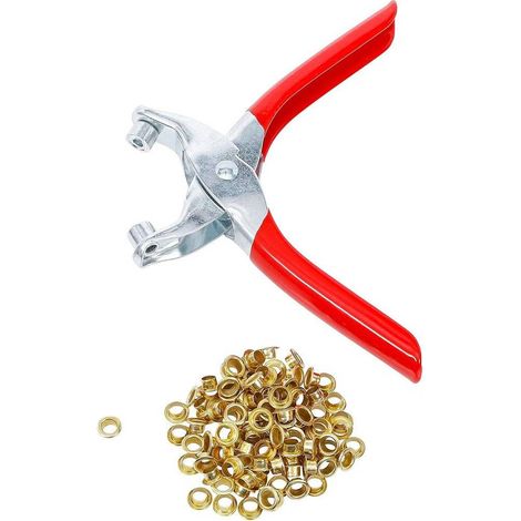 Pince à Oeillets avec 100 Oeillets Ronds 5,0 mm - Acier, Précision et Facilité d Utilisation, Pro - D-Work