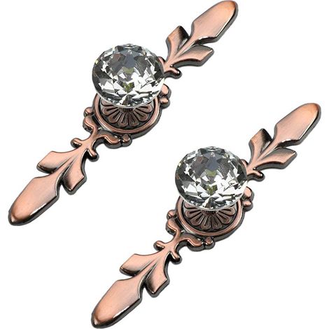 2 Pièces Poignée Bouton de Meuble en Transparent Diamant Cristal Verre Poignee de Porte Meuble Tiroir Placard Décoration, avec Vis (Bronze Rouge 120 mm) (1/4)