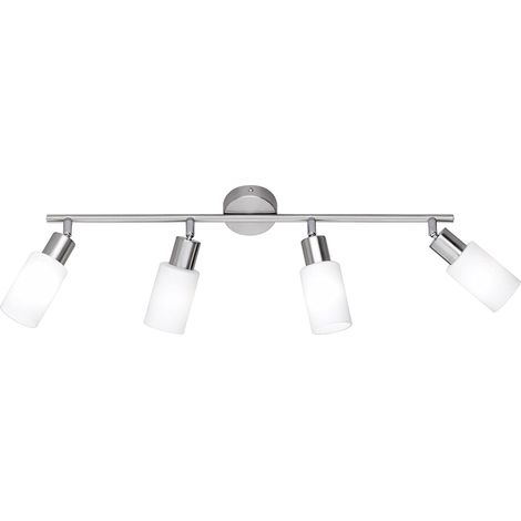 LED Deckenstrahler 4-flammig Silber Opal Glasschirme Weiß, Breite 82cm (1/5)