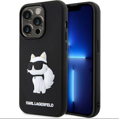 Karl Lagerfeld KLHCP14L3DRKHNK iPhone 14Pro 6.1" nero/custodia rigida nera Gomma Choupette 3D (1/5)