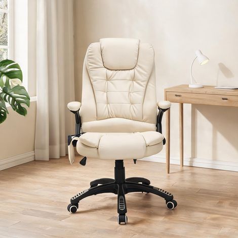 Chaise de bureau beige en bonded cuir 62 x 68 x 121 cm (1/5)