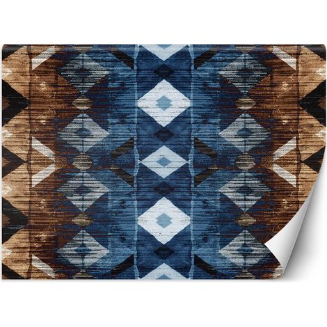 Papier peint Motif géométrique bleu marron 254x184 (1/5)