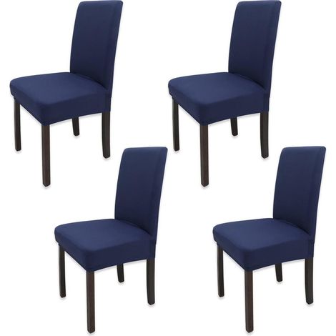 4er Set Stuhlhussen Navy Blau, abnehmbar & waschbar, elastisch (1/5)