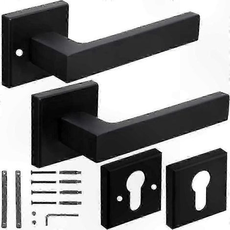 Ensemble de poignées de porte noir mat au design moderne (1/5)