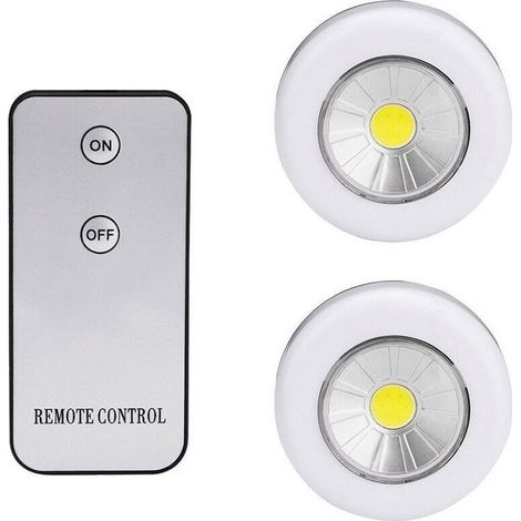 2 FARETTI COB CONTROLLO REMOTO PUNTO LUCE A LED LAMPADA ARMADIO CON TELECOMANDO