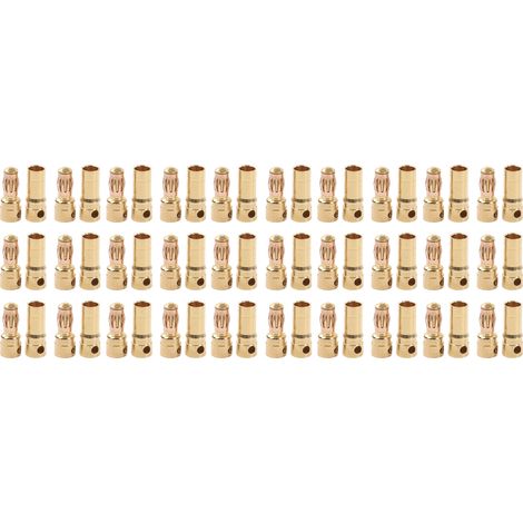 Lot de 30 connecteurs banane mâle femelle, fiche dorée anti-corrosion en laiton (1/5)