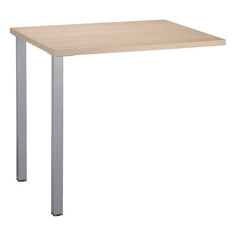 Retour bureau suspendu L 80 x P 60 cm plateau chêne clair piètement aluminium - Practica - Maxiburo