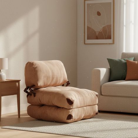 Sillón Surigae, Silla Soporta 130 kg, Estructura Plástica, Relleno de Espuma, 80x60x70h cm Marrón (1/5)