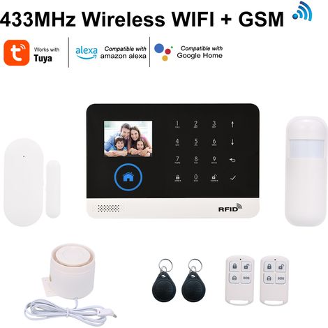 Système de sécurité d'alarme 433MHz APP commande vocale intelligente sans fil WIFI GSM maison pour Tuya (1/5)