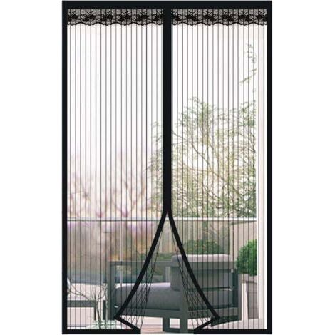 Magnetischer Fliegengitter-Türvorhang, Anti-Mücken-Türvorhang mit Magnetverschluss, kein Bohren erforderlich für Balkontüren, Kellertüren, Terrassentüren (Schwarz, 80 cm x 200 cm) (1/4)