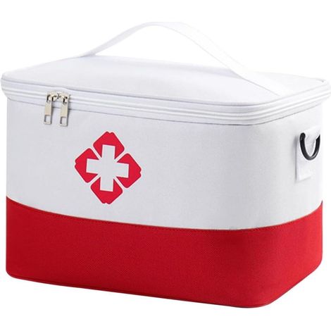 Trousse de premiers secours de voyage, grande, imperméable, avec bandoulière, Rouge+Blanc