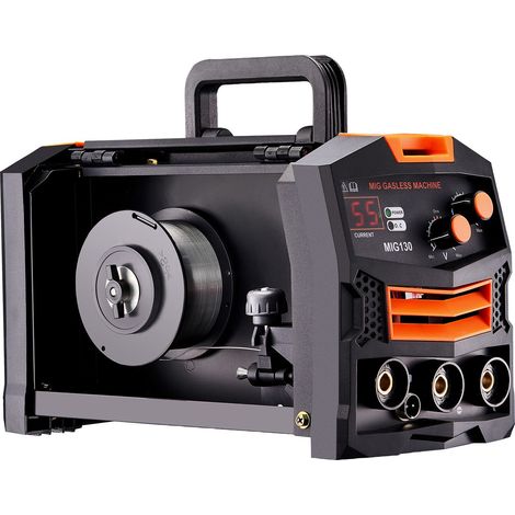 Poste à souder MIG 130A synergic, sans gaz, fil fourré, portable avec technologie IGBT et écran numérique. (1/5)