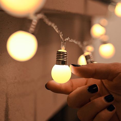 1.5m Battery Power Mini Festoon Frosted Fairy Lights Warm White Indoor Home Décor Bedroom (1/5)