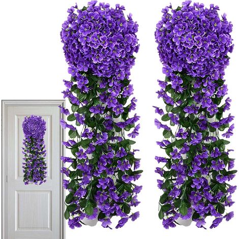 Fleurs Artificielles Violettes Wisteria Suspendue Densément Fleurie pour Arche de Mariage Mur Extérieur Jardin Fête Fenêtre 2pcs (1/5)
