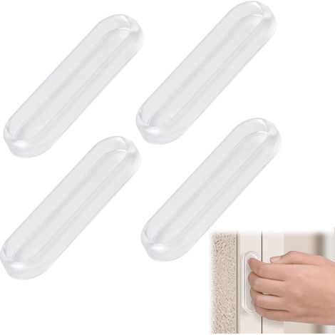 4 Pièces Poignées de Porte de Balcon Silicone Adhésives, poignées de porte coulissante ovales, poignées de tiroir pour poignée de meuble, porte en verre, poignée de fenêtre, tiroirs, armoires (1/5)