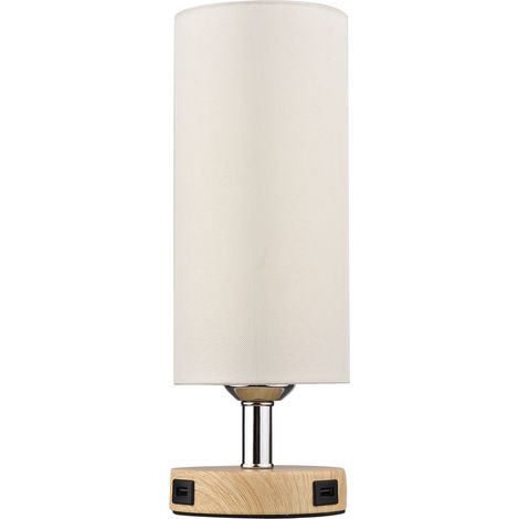 Lámpara de mesa táctil, lámpara de mesilla con bombilla LED E27, luz blanca cálida, lámpara de mesa moderna, 2 puertos USB para dormitorio o sala de estar. (1/5)