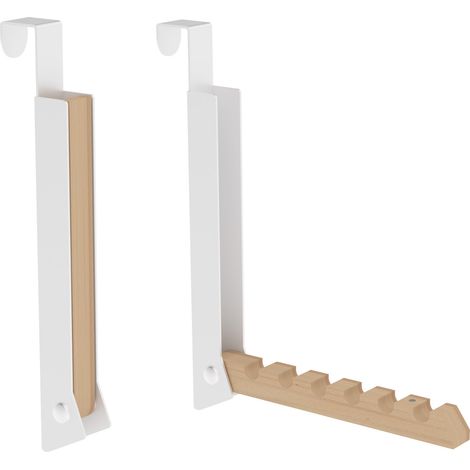 2 Pièces Portemanteau Pliable, Crochets de Porte Pliables, à Accrocher 6 Cintres, Métal et Bois, pour Porte de max 2 cm D’Épaisseur (1/5)
