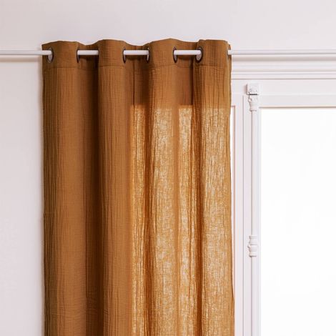 Rideau Jamana en coton 130x260cm marron cannelle - Atmosphera créateur d'intérieur (1/5)