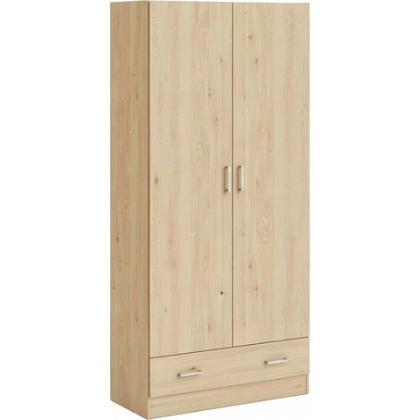 Armadio Multiuso Con 2 Ante E 1 Cassetto Design Moderno Salvaspazio Con Ripiani Interni E Vano Contenitore Ideale Per Camera Da Letto O Ingresso 79.4 X 35.7 X 170.4 Cm Rovere (1/5)