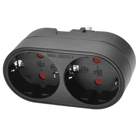 Multiprise ORSEM 5x, adaptateur de sécurité, prise adaptateur secteur, multiprise, 2 prises de sécurité, 16 A / 3500 W, verticale, noire (1/5)