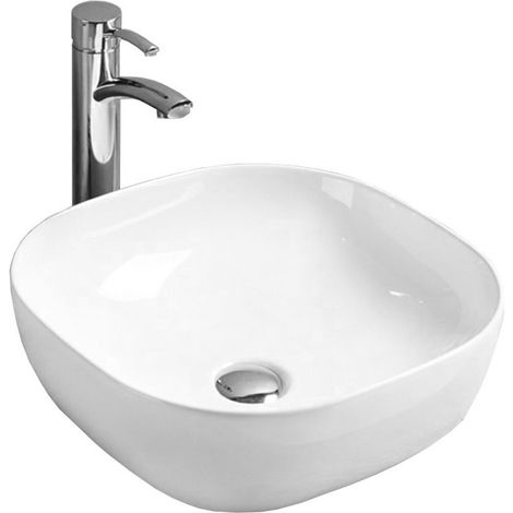 Lavabo cerámico sobre encimera 42,55x42,5x14,5 cm, Blanco