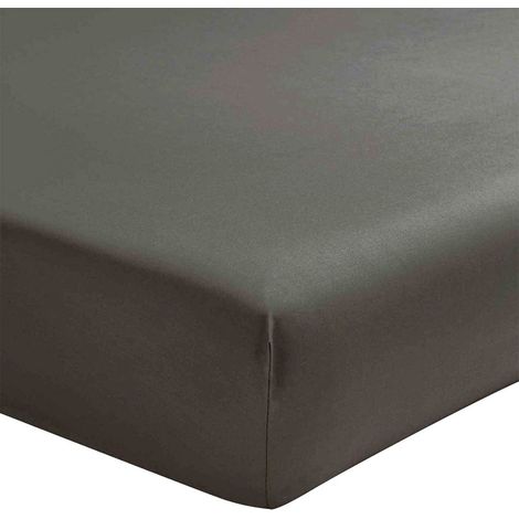 Drap housse Anthracite en percale de coton 80 fils 180 x 200 cm (1/2)