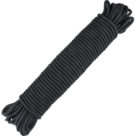 1 Corde en nylon,30M,6mm,Résistante,Polypropylène,Noir,Camping,Voilure,Survie