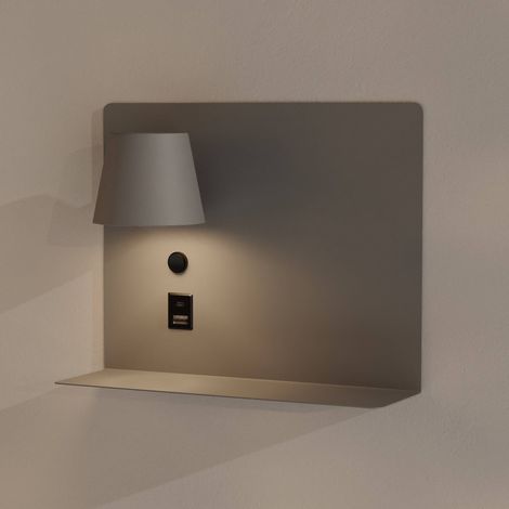 Aplique De Pared Para Lectura Con Puerto USB Y USBC "BASKOP" Izquierda